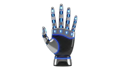 Futuristic Robotic Hand with Blue Neon Lights