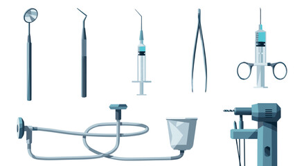 Dental tools collection in modern flat design for healthcare and medical use