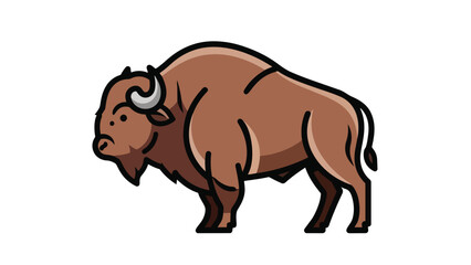Fototapeta premium Stylized brown bison vector illustration, a powerful North American mammal icon