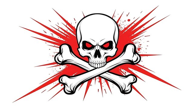 Vibrant skull and crossbones symbol illustration