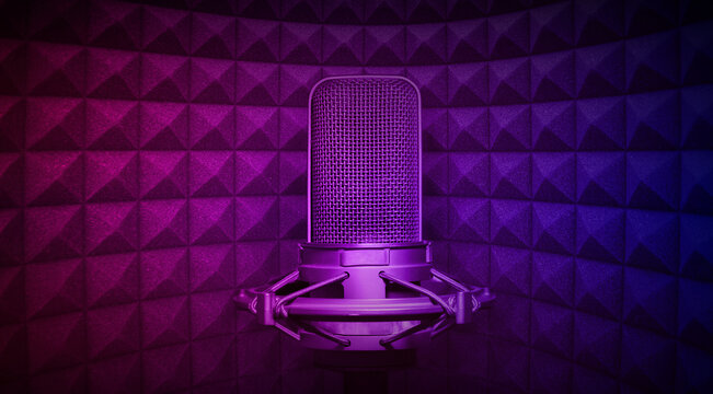 vocal microphone on recording studio 