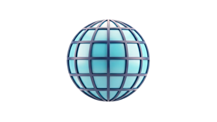 Abstract Globe Icon with Blue Panels and Dark Grid