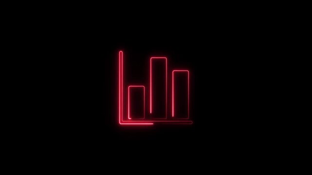 Red Neon Bar Chart with Axis Lines Animation for Detailed Financial Reporting and Data Comparison