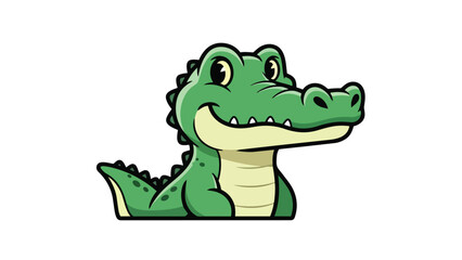 Fototapeta premium A charming animated green alligator illustration with a friendly smile, perfect for playful designs and themes.