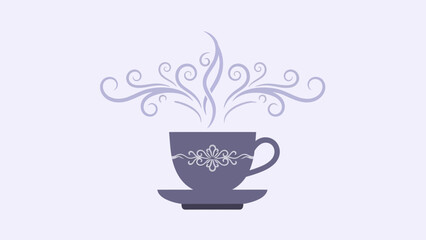 Elegant Steaming Coffee Cup, Serene Design, Decorative Elements, Simple Vector Illustration