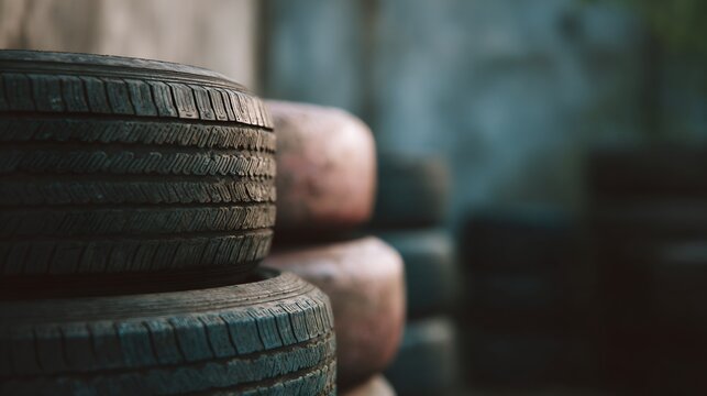 Stack of tires with one of them being a spare