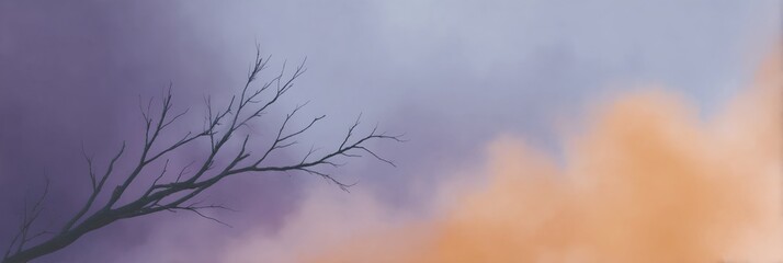 Fototapeta premium Tree branch is shown in the foreground of a cloudy sky
