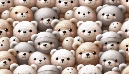 Obraz premium A teddy bear face pattern neutral bear seamless design, Ai generated image