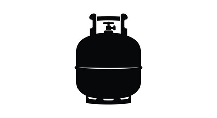 Fototapeta premium a simple black and white illustration depicts a gas cylinder or propane tank against a plain white background presented as a silhouette