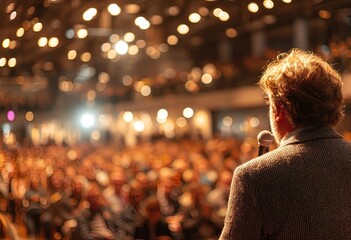 Man speaking at a large event