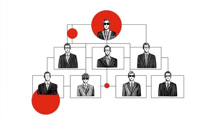 Organizational model in minimal business style showing connections in a company structure