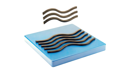 Abstract wavy lines on a blue surface