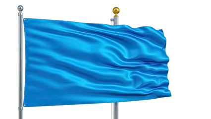 Blue Waving Flag on Pole
