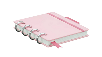 Pink Hardcover Notebook with Silver Rings and Elastic Band