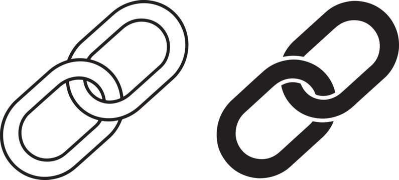 Connectivity Symbol Icons &ndash; Linked Chain Silhouettes in Solid and Line Art Styles for Digital Use