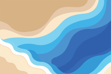 Abstract coastal wave layers flat vector background