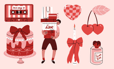 Valentines day illustration set