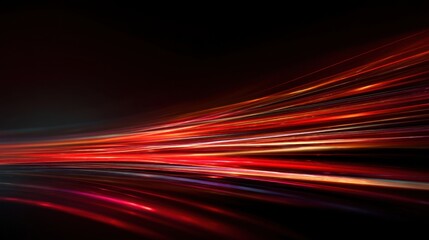 Red and orange light trails creating an abstract speed effect. Dynamic motion blur background for technology, data, and fast business concepts.