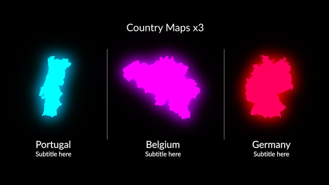 HUD Neon Maps Country Maps x3 (210 Flags, 195 World Countries Maps Included)