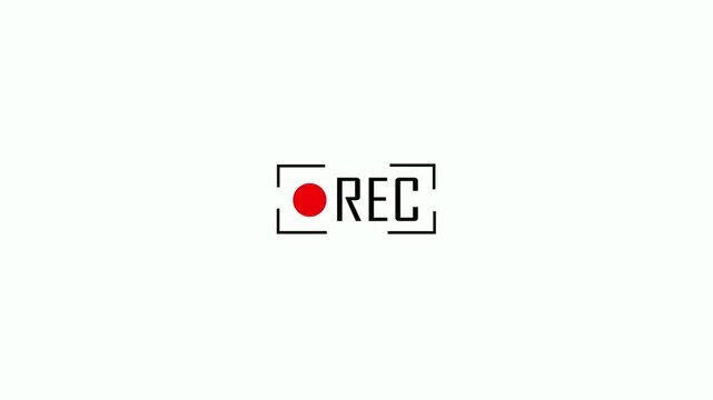 Records icon white text red circle blinking on white transparent background. rec frame icon animation. record icon button Motion graphics of REC concept