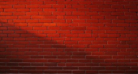 Close-up view of a brick wall bathed in a warm, reddish light, with subtle shadows