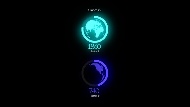 HUD Neon Maps Globes x2
