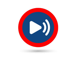 Play button with sound waves symbol for multimedia and streaming services