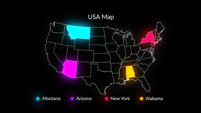 HUD Neon Maps USA