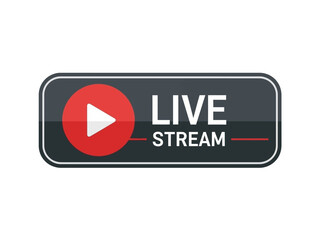 Live Stream Button with Play Icon and Text for Online Broadcasting