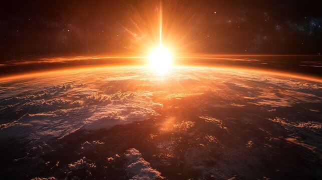 The Sun setting over a distant alien planet - .