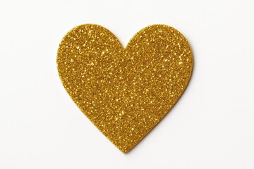 Glittering golden heart shape on white background symbolizing love celebration and festive romance