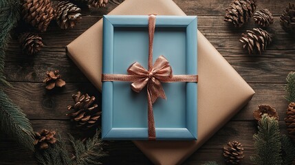 Personalized photo frame wrapped as a gift .