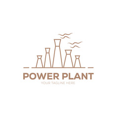 Obraz premium Power plant logo, Industrial Energy & Cooling Tower Symbol