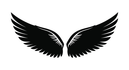 Fototapeta premium A striking visual representation of expansive feathered wings displayed in a bold black form emphasizing freedom and flight silhouette high quality