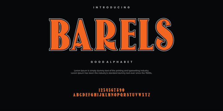 Barels Abstract minimal modern alphabet fonts. Typography technology vector illustration