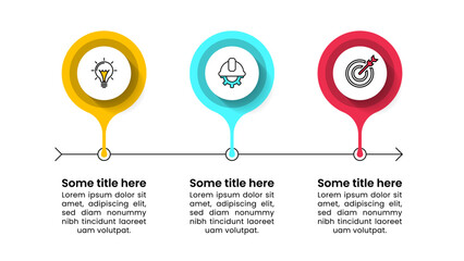 Infographic template. 3 circles with icons and horizontal line