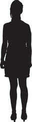 vector, silhouette of a rear view of woman standing