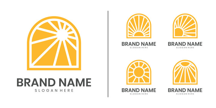 Modern sun arch logo design collection