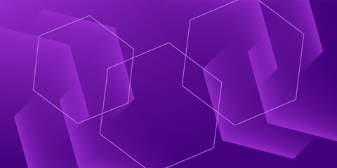 Modern banner purple background with hexagon lines. Vector illustration