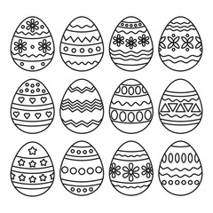Cute Easter Eggs Doodle Vector Illustration