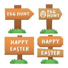 Easter Wooden Sign Board Vector Illustration