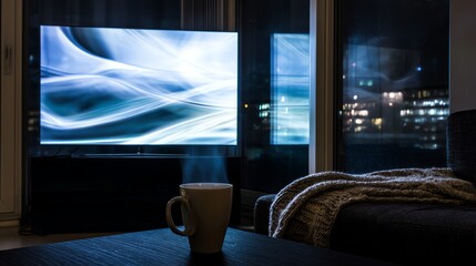 Television and Mug at Night