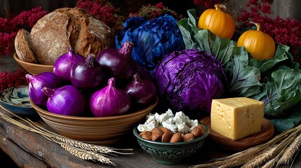 Onions cabbage cheese and bread