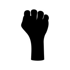Obraz premium Silhouette of a clenched fist pointing upwards symbolizes power and resistance