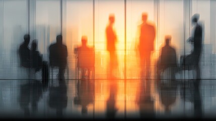 Blurred business people in office