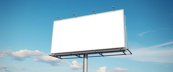 Clean, modern billboard on clear sky background, landscape, blue