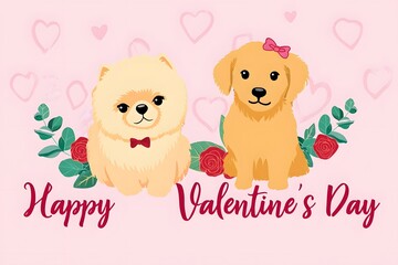 Adorable puppies celebrating valentine's day