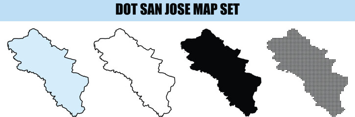 Fototapeta premium San Jose Map Set in Different Colors isolated background
