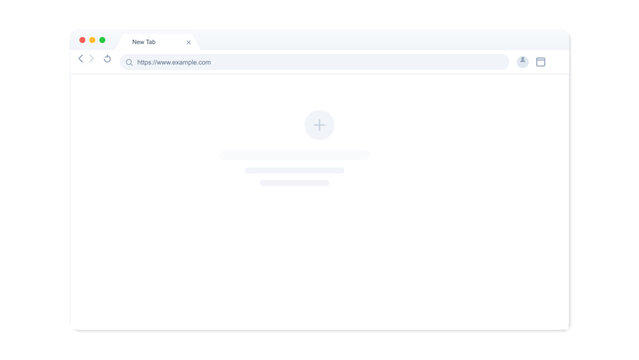A new tab is open in the browser showing an empty page with an address bar at the top. There are no images or text visible on the screen.