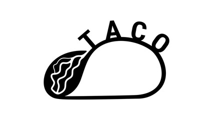 Taco sign, black isolated silhouette